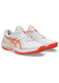 Hallenschuh asics "COURT HUNTER FF", Damen, Gr. 41,5, wei&szlig;, vivid coral, Synthetik, Schuhe Hallenschuh, besonders geeignet f&uuml;r Handball und Volleyball