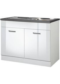 Sp&uuml;lenschrank KOCHSTATION "KS-Trier", wei&szlig; (wei&szlig; hochglanz, wei&szlig;), B:100cm H:85cm T:60cm, Holzwerkstoff, MDF, Schr&auml;nke, Sp&uuml;lenschrank, Breite 100 cm, inklusive Einbausp&uuml;le