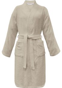 Bademantel Tom Tailor HOME "Kimono COLOR BATH" Gr. S, beige (sunny sand), S, Frottier, Hausm&auml;ntel, Bademantel
