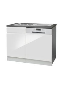 Sp&uuml;lenschrank KOCHSTATION "KS-Virginia", wei&szlig; (wei&szlig; hochglanz, anthrazit), B:110cm H:85cm T:60cm, Holzwerkstoff, MDF, Schr&auml;nke, Sp&uuml;lenschrank, 110 cm breit, inklusive Einbausp&uuml;le