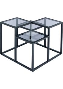 Beistelltisch Kayoom "Steps 625, Beistelltisch in elegantem Design, w&uuml;rfelf&ouml;rmig", schwarz, B:60cm H:53cm T:60cm, Eisen, Glas, Tische, Beistelltisch, stufenf&ouml;rmiges Gestell aus Metall, quadratische Platten, modern