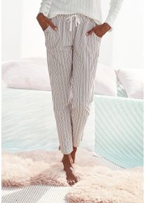 Pyjamahose s.Oliver, Damen, Gr. 44/46, N-Gr, rosa (blassrosa, gestreift), Single Jersey, Obermaterial: 50% Baumwolle, 50% Viskose, gestreift, schmal kn&ouml;chellang, Hosen Pyjamahose, mit Allover-Druck