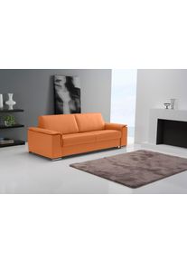 Schlafsofa Egoitaliano "Cecilia, modern & elegant, erstklassiger Sitzkomfort, Dauerschl&auml;fer", orange, B:234cm H:85cm T:102cm, Leder &raquo;BULL&laquo; (echtes Rindsleder). Geschliffenes, pigmentiertes und behandeltes Rindsleder mit einer Dicke von 1, 3-1, 5 mm. Dieses Leder zeigt eine ziemlich weiche Hand mit einem halb undurchsichtigen Aussehen. Es handelt sich um ein gesch&uuml;tztes Leder. Eine leichte Deckschi