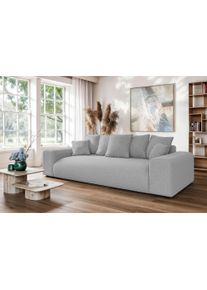 Big-Sofa Home Affaire "LAKESIDE 3-Sitzer Schlafsofa mit Bettkasten, Breite 256,5 cm", hellgrau, B:256,5cm H:82cm T:122cm, 100% Polyester, Sofas, Big-Sofa, Liegefl&auml;che 168,5x195 cm, hoher Sitzkomfort, Ma&szlig;e B/T/H: 256/122/82cm