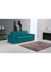 Schlafsofa Egoitaliano "Cecilia, modern & elegant, erstklassiger Sitzkomfort, Dauerschl&auml;fer", blau (teal), B:234cm H:85cm T:102cm, Sofas, Schlafsofa, inkl. Matratze und hochwertigem Metallbettrahmen, toller Schlafkomfort