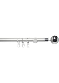 Gardinenstange Liedeco "Fertigstilgarnitur 20 mm Power Kugel mit Ring" Gr. 2, grau (aluminiumfarben), L:160cm &Oslash;:2mm, Eisen, Gardinenstangen, Gardinenstange, Gardinenstange Komplett
