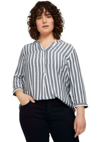 Schlupfbluse Tom Tailor PLUS, Damen, Gr. 50, bunt (sanftes wei&szlig;, navy), Web, Obermaterial: 100% Viskose, gestreift, gerade h&uuml;ftlang, Rundhals, Manschette, Blusen Schlupfbluse, mit Streifen