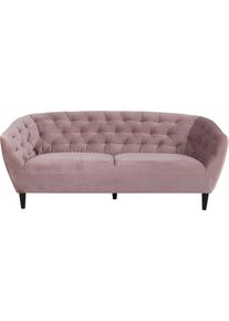 3-Sitzer ACTONA GROUP "Ria Couch, Sofa", rosa (rose), B:191cm H:39,4cm T:84cm, Sofas, 3-Sitzer, Samtstoff, Massivholz-Beine, Taschenfederkern, Tufting, mit Armlehnen