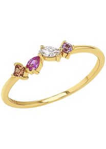 Fingerring Amor "2037230/-31/-32/-33/-34" Gr. 60, lila (gelbgoldfarben, apricot, pink, gelb, rosa), Fingerringe, Damen, 60, Silber 925 (Sterlingsilber), 1,1mm, Fingerring, mit Zirkonia (synth.)