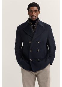 Cabanjacke Bugatti "Rainseries", Herren, Gr. 54, 390, marine, 60% Wolle, 35% Polyester, 5% sonstige Faser, unifarben, regular fit, normaler Saum, Jacken Cabanjacke, wasserfest mit Westen-Einsatz und Reverskragen