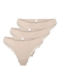 Brasilslip Only "ONLCHLOE LACE BRAZIL 3-PACK NOOS ACC", Damen, Gr. S (36), 3 Stk., beige (peach taffy pack:x3), Obermaterial: 90% Polyamid, 10% Elasthan, unifarben, Unterhosen Brasilslip