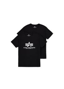 Rundhalsshirt Alpha Industries "Basic T 2 Pack", Herren, Gr. L, schwarz, Single Jersey, Obermaterial: 100% Baumwolle, bedruckt, regular fit normal, Rundhals, Shirts Rundhalsshirt