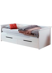 Funktionsbett Relita "Lina", wei&szlig;, B:105cm H:71,5cm L:208cm, Daybetten, Funktionsbett, mit ausziehbarer Liegefl&auml;che und 2 Schubk&auml;sten, wahlweise mit Matratze