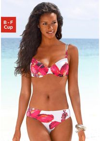 B&uuml;gel-Bikini Lascana, Damen, Gr. 42, Cup B, bunt (wei&szlig;, bedruckt), Polyamid, floral, Bikini-Sets B&uuml;gel-Bikini, mit plakativem Bl&uuml;tenprint