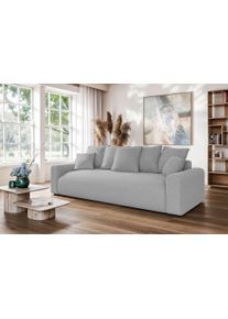 Big-Sofa Home Affaire "LAKESIDE klein 3-Sitzer Schlafsofa mit Bettkasten, Breite 238 cm", hellgrau, B:238cm H:85cm T:98cm, 100% Polyester, Sofas, Big-Sofa, Liegefl&auml;che 149x195 cm, hoher Sitzkomfort, Ma&szlig;e B/T/H: 238/98/85cm