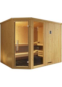 Sauna WEKA "Varberg", beige (natur), Bio-Ofen, externe Steuerung, 7,5 kW, Saunen, Sauna, 7,5 kW Bio-Ofen mit digitaler Steuerung