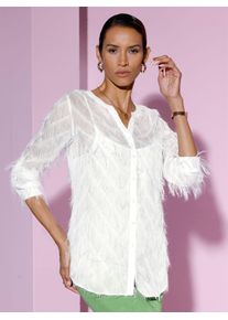 CR&Eacute;ATION L Langarmbluse CREATION L, Damen, Gr. 38, ecru, 100% Polyester, unifarben, V-Ausschnitt, Blusen Langarmbluse