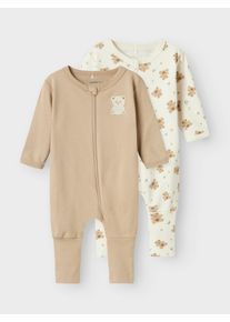 Schlafoverall name it "NBNNIGHTSUIT 2P ZIP FF JET BEAR NOOS", Jungen, Gr. 74, N-Gr, gr&uuml;n (jet stream), Jersey, Obermaterial: 100% Baumwolle, bedruckt, regular fit, Overalls Schlafoverall