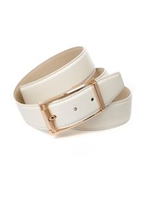 Lederg&uuml;rtel Anthoni Crown, Damen, Gr. 100, wei&szlig;, Leder, unifarben, G&uuml;rtel Lederg&uuml;rtel, mit Dornschlie&szlig;e in goldfarben, abgesteppte R&auml;nder