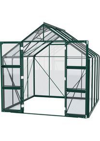Gew&auml;chshaus Vitavia "Domus 6700", gr&uuml;n (smaragdgr&uuml;n), B:257cm H:253,9cm T:263cm, Gew&auml;chsh&auml;user, Gew&auml;chshaus, Doppelschwingt&uuml;ren und bodentiefer T&uuml;rschwelle, 3 mm Sicherheitsglas