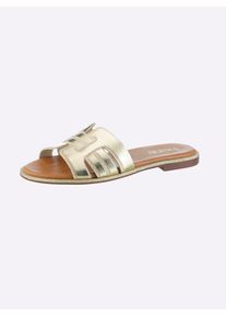 Pantolette Heine, Damen, Gr. 39, gold (goldfarben), Glattleder, Leder, Rindsleder, Schuhe Pantolette