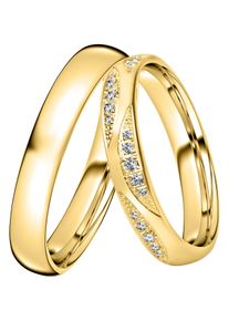 Trauring DOOSTI "Schmuck Geschenk Silber 925 Trauring Ehering Partnerring LIEBE" Gr. 50, gold (gelbgoldfarben), Fingerringe, Damen, 50,mit Zirkonia, Silber 925 (Sterlingsilber), 3mm, Trauring, wahlweise mit oder ohne Zirkonia