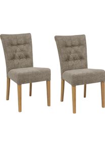 Polsterstuhl Home Affaire "Queen", grau (grau, natur), B:46cm H:93cm T:64cm, Polyester, St&uuml;hle, Polsterstuhl, Esszimmerstuhl mit Knopfheftung, 2er, 4er oder 6er-Set