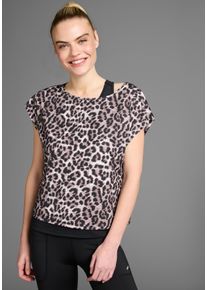 Funktionsshirt FAYN SPORTS, Damen, Gr. 44/46, aop animal_schwarz, Single Jersey, Obermaterial: 92% Polyester, 8% Elasthan, bedruckt, bequem, Rundhals, angeschnitten, Shirts Funktionsshirt, mit coolem Print und Top auch in gro&szlig;en Gr&ouml;&szlig;en