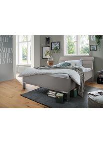 Futonbett Wiemann "Monaco, 4-fache Liegeh&ouml;henverstellung", grau (kieselgrau, dekor, leisten in chrom), B:149cm L:218cm, Betten, Futonbett, mit stilvollem Holzkopfteil, Made in Germany