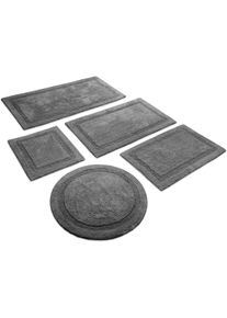 Badematte WECON HOME BASICS "Knut", granit grau, H:20mm, Baumwolle, Badematten, Badematte, waschbar, rutschfest, strapazierf&auml;hig, pflegeleicht, Bord&uuml;re, weich