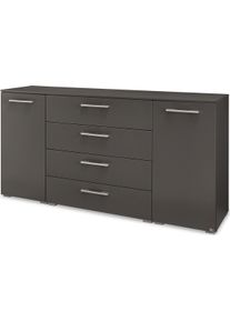 Kombikommode "Henderson", grau (graphit), B:160cm H:81cm T:42cm, Holzwerkstoff, SET ONE BY Musterring, Sideboards, Kombikommode, mit 2 T&uuml;ren und 4 Schubladen inkl. Selbsteinzug und D&auml;mpfung