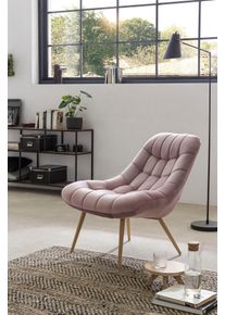 Relaxsessel Salesfever "Toulon - Komfortabler Loungesessel", rosa (rosa, holzfarben), B:76cm H:85cm T:85,6cm, Sessel, Relaxsessel, mit XXL-Steppung, mit schwarzen oder naturfarbenen Beinen