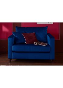 Sessel Home Affaire "Renesse", blau, B:92cm H:74cm T:90cm, Luxus-Microfaser ALTARA NUBUCK (100% Polyester);Samtvelours 100% Polyester, Sessel, Sessel, lose Kissen, Keder an Sitzkissen