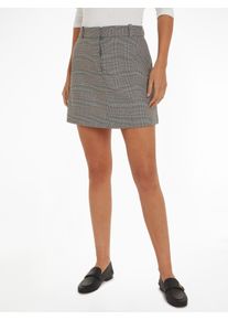 Bleistiftrock Tommy Hilfiger "POW CHECK SHORT SKIRT", Damen, Gr. 44, grau (global stp check, s, texture h grau), Web, Obermaterial: 63% Polyester, 34% Viskose, 3% Elasthan, kariert, regular fit ca. Mitte Oberschenkel, R&ouml;cke Bleistiftrock, Webrock im Karodessin