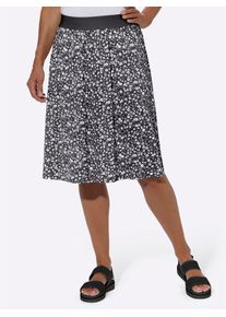 Jerseyrock Classic Basics, Damen, Gr. 48, schwarz-wei&szlig; (schwarz, schwarz, wei&szlig;, bedruckt), 50% Baumwolle, 50% Modal, gebl&uuml;mt, gemustert, unifarben, knielang, R&ouml;cke Jerseyrock