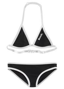 Triangel-Bikini Bench., M&auml;dchen, Gr. 146/152, N-Gr, schwarz-wei&szlig; (schwarz, wei&szlig;), Polyamid, Colorblocking, unifarben mit Farbeinsatz, Bikini-Sets Triangel-Bikini, mit Logoprint an Top und Hose, Topseller