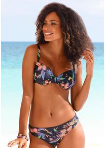 B&uuml;gel-Bikini-Top Lascana "Malia", Damen, Gr. 42, Cup B, grau (anthrazit, bedruckt), Microfaser, Microfaser, Polyamid, bedruckt, floral, Bikini-Oberteile B&uuml;gel-Bikini-Top, mit tropischem Print