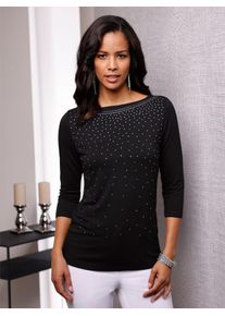 3/4-Arm-Shirt Lady "3/4-Arm-Shirt", Damen, Gr. 52, schwarz, 95% Viskose, 5% Elasthan, unifarben, U-Boot-Ausschnitt, Shirts 3/4-Arm-Shirt