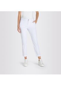 Chinohose MAC "CHINO turn up", Damen, Gr. 32, N-Gr, wei&szlig;, Web, Obermaterial: 96% Baumwolle, 4% Elasthan, unifarben, slim fit kn&ouml;chelfrei, Hosen Chinohose, mit dezentem Glanz, elegant und sportiv zugleich
