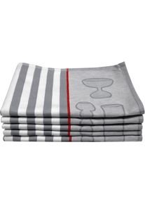 Geschirrtuch Dyckhoff "Gl&auml;ser / Halbleinen", grau (anthrazit), B:50cm L:70cm, 45% Leinen, 55% Baumwolle, Geschirrt&uuml;cher, Geschirrtuch, mit Gl&auml;ser & Streifen Motiv, Ma&szlig;e je Tuch ca. 50x70 cm