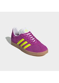 Sneaker adidas originals "GAZELLE", Damen, Gr. 38,5, lila (lila burst, solar gelb, sanftes wei&szlig;), Leder, Synthetik, Schuhe Sneaker