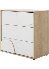 Wickelkommode GAMI "BASILE Wickelkommode", wei&szlig; (uni wei&szlig;, kastanie natur nachbildung, kastanie natur nachbildung), B:91cm H:95cm T:81cm, Holzwerkstoff, Wickelkommoden, Wickelkommode, praktische und funktionale Aufbewahrungsl&ouml;sung