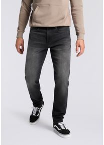 Regular-fit-Jeans BOSS Orange "RE.MAINE BO", Herren, Gr. 32, L&auml;nge 32, schwarz (schwarz005), Denim/Jeans, Obermaterial: 82% Baumwolle, 16% Polyester, 2% Elasthan, unifarben, regular fit lang, Jeans Regular-fit-Jeans, mit BOSS-Lederbadge, Regular Fit, stone washed
