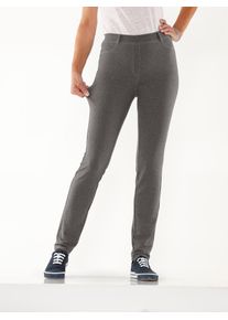 Stretch-Hose Classic Basics, Damen, Gr. 56, Normalgr&ouml;&szlig;en, grau (graphit, meliert), 49% Baumwolle, 46% Polyester, 5% Elasthan, unifarben, lang, Hosen Stretch-Hose