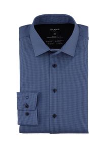 Businesshemd OLYMP "24/7 - Luxor modern fit", Herren, Gr. 43, N-Gr, blau, Jersey, Obermaterial: 92% Baumwolle, 8% Elasthan, Manschette, Hemden Businesshemd