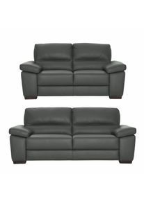Polstergarnitur Calia italia "Gaia, hochwertige Garnitur aus 2-Sitzer und 3-Sitzer, edles Design", grau, Leder BULL, Leder SORRENTO - 100% Leder;Leder BULL - 100% Leder, Sitzm&ouml;bel-Sets, Polstergarnitur, Ledergarnitur, in zwei hochwertigen Lederqualit&auml;ten