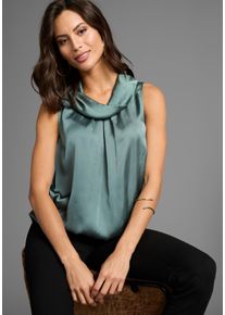 Blusentop Laura Scott, Damen, Gr. 48, gr&uuml;n (mint), Web, Obermaterial: 100% Polyester. R&uuml;ckenteil: 95% Viskose, 5% Elasthan, clean, gl&auml;nzend, unifarben, l&auml;ssig geschnitten h&uuml;ftlang, Blusen Blusentop, f&uuml;r feminine Anl&auml;sse, mit Stehkragen, l&auml;ssig geschnitten, unifarben