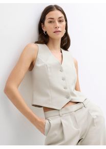 Kurzweste Inspirationen, Damen, Gr. 50, ecru, 75% Polyester, 20% Viskose, 5% Elasthan, unifarben, Westen Kurzweste