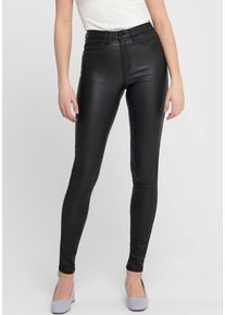 Lederimitathose Only "ONLROYAL HW SK ROCK COATED", Damen, Gr. L (40), L&auml;nge 30, schwarz, Web, Obermaterial: 77% Viskose, 20% Nylon, 3% Elasthan, unifarben, normal, Hosen Lederimitathose