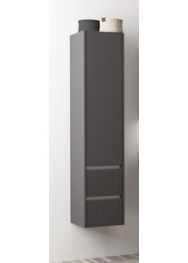 Hochschrank Welltime "Urban", grau, B:35cm H:160cm T:35cm, FSC-zertifizierter Holzwerkstoff, Schr&auml;nke, Hochschrank, Schubladen mit Softclose, Glaseinlegeb&ouml;den, Schubladenfront geriffelt